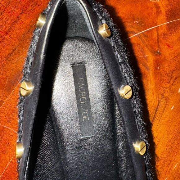 Rachael Zoe Black Snakeskin Studded Women's Flats sz 9 - Picture 4 of 7